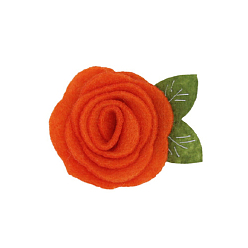 Orange Red Wool Felt Cabochons, Rose, Orange Red, 50x40mm