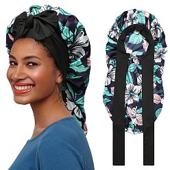 Cyan Satin Bonnet Hair Bonnet With Tie Band For Sleeping, Reusable Adjusting Hair Care Wrap Cap Sleep Caps, Cyan, 680x290mm