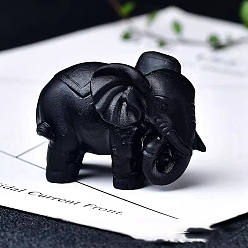 Obsidian Natural Obsidian Ornament Home Desktop Decoration Craft, Elephant, 60mm