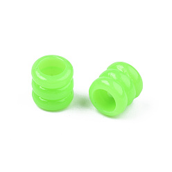 Lime Opaque Acrylic European Beads, Large Hole Groove Beads, Column, Lime, 7x7mm, Hole: 4mm, about 2900pcs/500g