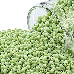 (404F) Lime Green Opaque Rainbow Matte Тохо 6/0 круглые бусины, японский бисер, (404 f) салатовый непрозрачный радужный матовый, 4 мм, отверстие : 1.5 мм, Около 168 шт / 10 г