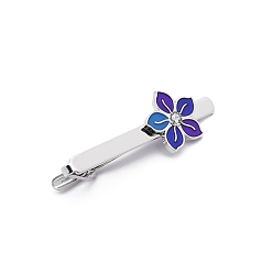 Platinum Flower Brass Enamel Tie Clips for Women Men, Platinum, 64mm