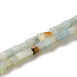Flower Amazonite Natural Flower Amazonite Beads Strands, Cube, 2~2.5x2.5~3.5x2.5~3mm, Hole: 0.4mm, about 157~165pcs/strand, 14.96~15.75''(38~40cm)