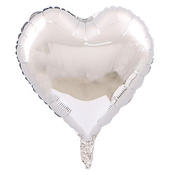 Silver Heart Aluminum Film Valentine's Day Theme Balloons, for Party Festival Home Decorations, Silver, 450mm