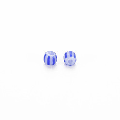 Royal Blue 12/0 Opaque Glass Seed Beads, Opaque Colours Seep, Round Hole, Flat Round with Stripe Pattern, Royal Blue, 2~2.5x1.5~2.5mm, Hole: 0.6mm, about 450g/Pound
