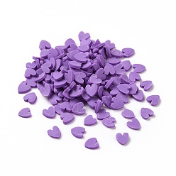 Blue Violet Handmade Polymer Clay Cabochons, Heart, Blue Violet, 5x4.5x0.8mm, about 76923pcs/1000g