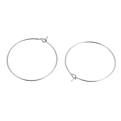Stainless Steel Color 316L Surgical Stainless Steel Hoop Earring Findings, Wine Glass Charms Findings, Stainless Steel Color, 30x0.7mm, 21 Gauge
