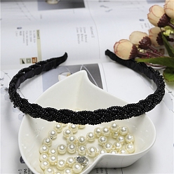 Noir Élastiques à cheveux en perles de plastique, beau bandeau, accessoires de cheveux à la mode, noir, 140x125mm