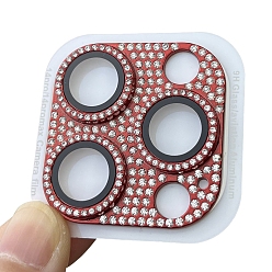FireBrick Alloy Rhinestone Mobile Phone Lens Film, Lens Protection Accessories, Compatible with 13/14/15 Pro & Pro Max Camera Lens Protector, FireBrick, 4x4cm