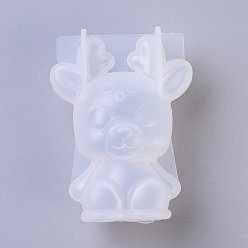 White Silicone Molds, Resin Casting Molds, For UV Resin, Epoxy Resin Jewelry Making, Christmas Reindeer/Stag, White, 77x57x42mm