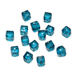 Steel Blue Transparent Acrylic Beads, Faceted Cube, Steel Blue, 8x8x8mm, Hole: 1.5mm, 50pcs/bag