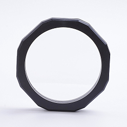 Black Plastic Frame Stands, with Transparent Membrane, For Ring, Pendant, Bracelet Jewelry Display, Octagon, Black, 127x20mm
