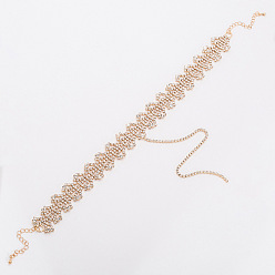 golden Stylish Diamond Choker Necklace with 8-Shaped Tie for Nightclubs - N370