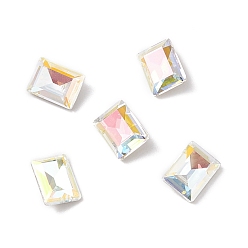 Light Crystal AB Glass Rhinestone Cabochons, Pointed Back & Back Plated, Rectangle, Light Crystal AB, 8x6x3.5mm