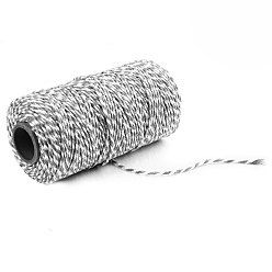 Silver 100M Macrame 2-Ply Cotton Braid Thread, with Spool, Round, Silver, 2mm, about 109.36 Yards(100m)/Roll