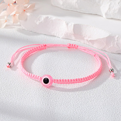 9# Pink Rope and Bead Eye Bracelet Colorful Handmade Evil Eye Bracelet with Adjustable Drawstring for Women and Men
