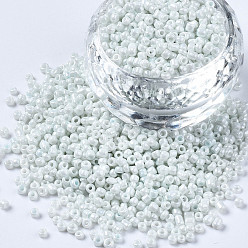 Aqua Glass Seed Beads, Baking Paint, Round Hole, Round, Aqua, 2~3x1.5~2mm, Hole: 0.8mm, about 450g/Pound