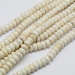 Creamy White Synthetic Turquoise Beads Strands, Dyed, Rondelle, Creamy White, 5x3mm, Hole: 1mm, about 140pcs/strand, 15.5 inch