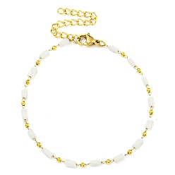 Белый Вакуумное покрытие pvd 304 браслеты из нержавеющей стали и стекла в виде звеньев цепи для женщин, золотые, белые, 6-3/4 дюйм (17.3 см)