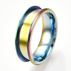 Rainbow Color 201 рифленое кольцо из нержавеющей стали для женщин, Радуга цветов, внутренний диаметр: 16 мм, широк: 6 мм