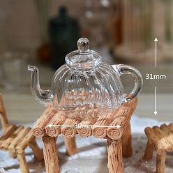 Clear Mini Glass Tea Pot Tableware Display Decorations, Dollhouses Supplies, Clear, 30x31mm