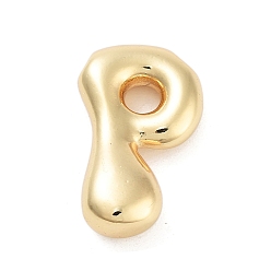 Letter P Стойки обшивки латунные подвески, подвески в виде букв из воздушных шаров, для изготовления именных ожерелий, без кадмия и без свинца, долговечный, реальный 18 k позолоченный, Письмо P, 21x13x6 мм, отверстие : 2 мм