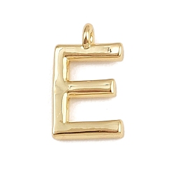 Letter E Латунь прелести, стойки покрытие, долговечный, без кадмия и без свинца, реальный 18 k позолоченный, Письмо E, 8.5x5x1.3 мм, отверстие : 0.8 мм