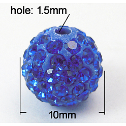 Royal Blue Mideast Rhinestone Beads, with Polymer Clay, Round Pave Disco Ball Beads, Royal Blue, 10mm