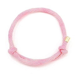 Бледно-Розовый Браслеты из нейлонового шнура, с латунной фурнитурой , золотые, долговечный, стойки покрытие, розовый жемчуг, внутренний диаметр: 1-5/8~3-1/8 дюйм (4~8 см)