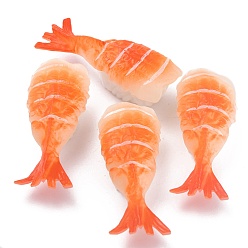 Coral Artificial Plastic Sushi Sashimi Model, Imitation Food, for Display Decorations, Shrimp Sushi, Coral, 67.5x26.5x21mm