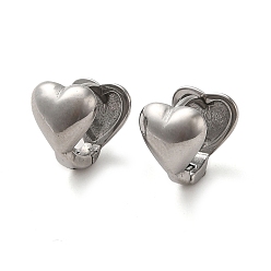 Stainless Steel Color 316 Surgical Stainless Steel Hoop Earrings, Heart, Stainless Steel Color, 10x8.5mm