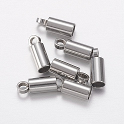 Stainless Steel Color 304 Stainless Steel Cord Ends, Stainless Steel Color, 8~8.5x3mm, Hole: 1.5mm, Inner Diameter: 2.5mm