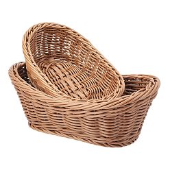 Mixed Color Polypropylene(PP) Storage Baskets, Woven Basket, for Nursery Baby Clothes, Toy, Makeup, Books, Towels, Mixed Color, 25.8x16.1x9.65cm, 19.5x13.05x7.45cm, 2pcs/set