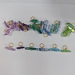 (52) Непрозрачная лаванда 30 шт. 6 стили гальванические подвески из натурального кварца, подвески из горного хрусталя с латунными петлями, золотые, разноцветные, 17~21 мм, 5 шт / стиль