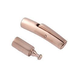 Розовое Золото Колонка ионного покрытия (IP) 304 байонетные застежки из нержавеющей стали, матовый стиль, розовое золото , 25~25.5x4.5~5x4 мм, отверстие : 1.8~2 мм