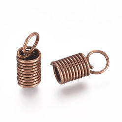 Red Copper Iron Cord End, Red Copper, 10x4.5mm, Hole: 3.5mm, Inner Diameter: 3.5mm