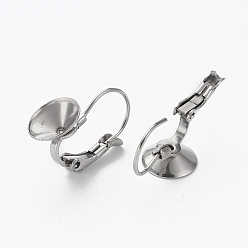 Stainless Steel Color 304 Stainless Steel Leverback Earring Findings, with Rhinestone Settings, Stainless Steel Color, 18x9mm, Pin: 0.8mm, Fit for 8mm Rhinestone