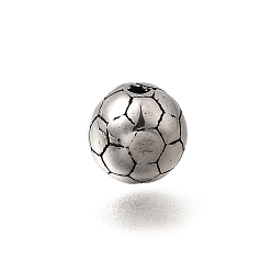 Античное Серебро 304 из нержавеющей стали бусы, круглый / футбол / футбольный мяч, античное серебро, 6x5.5 мм, отверстие : 2 мм