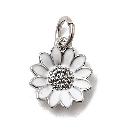 Белый Латунь эмаль подвески, , стойки покрытие, долговечный, без кадмия и без свинца, платина, с целью перехода в кольце, белые, 11.5x9.5x2.5 мм, отверстие : 3 мм