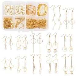 Mixed Color SUNNYCLUE DIY Imitation Pearl Dangle Earring Making Kits, Glass Pearl Beads Strands and Tibetan Style Alloy Charms, Brass Earring Hooks & Jump Rings & Pins & Links, Mixed Color, 10mm, Hole: 1mm