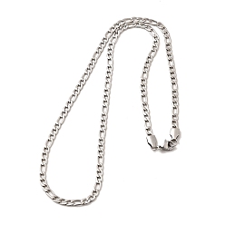 Нержавеющая Сталь Цвет 3.8мм 304 ожерелья из нержавеющей стали в виде цепочки Фигаро для женщин, не тускнеет, цвет нержавеющей стали, 19.69 дюйм (50 см)