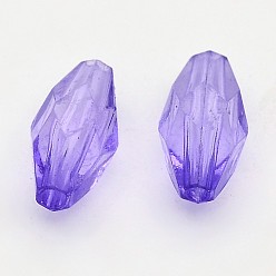Blue Violet Transparent Acrylic Beads, Faceted, Rice, Blue Violet, 12x6mm, Hole: 1.5mm, about 2750pcs/500g