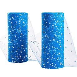 Dark Blue BENECREAT Glitter Sequin Deco Mesh Ribbons, Tulle Fabric, Tulle Roll Spool Fabric For Skirt Making, Dark Blue, 6 inch(15cm), about 25yards/roll(22.86m/roll)