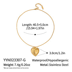 Настоящее золото 18K Милый дизайн 304 Подвеска в виде сердца из нержавеющей стали, реальный 18 k позолоченный, 15.94 дюйм (40.5 см)