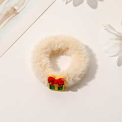 Box Plush Elastic Hair Accessories, with Christmas Resin Cabochons, for Girls or Women, Scrunchie/Scrunchy Hair Ties, Box, 25x65mm