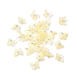 Светло-хаки Стеклянные прелести, бабочка, с латунной петлей платинового тона и блестящей пудрой, градиент цвета, светлый хаки, 10x11x6 мм, отверстие : 1.2 мм