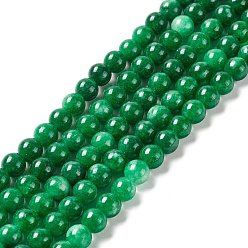 Autres Jades Brin de perles rondes en jade naturel, teint, verte, 6mm, Trou: 0.8mm, Environ 62 pcs/chapelet, 15.35'' (39 cm)