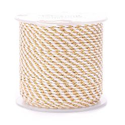 Beige 4-Ply Polycotton Cord, Handmade Macrame Cotton Rope, with Gold Wire, for String Wall Hangings Plant Hanger, DIY Craft String Knitting, Beige, 1.5mm, about 21.8 yards(20m)/roll