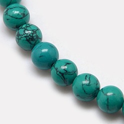Teal Synthetic Turquoise Beads Strands, Dyed, Round, Teal, 10mm, Hole: 1mm, about 38pcs/strand, 15.7 inch