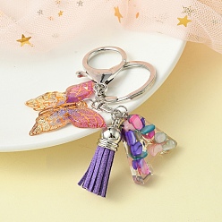 Letter A Resin Letter & Acrylic Butterfly Charms Keychain, Tassel Pendant Keychain with Alloy Keychain Clasp, Letter A, 9cm